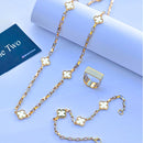 Colar Tijolinho 3mm + Pingente Trevo Banhado a Ouro 18k