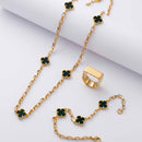 Colar Tijolinho 3mm + Pingente Trevo Banhado a Ouro 18k