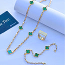 Colar Tijolinho 3mm + Pingente Trevo Banhado a Ouro 18k