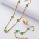 Colar Tijolinho 3mm + Pingente Trevo Banhado a Ouro 18k